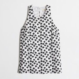 J crew Blk white floral embroidered tank blouse
